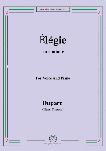Duparc-Élégie in e minor (arr. MSM)