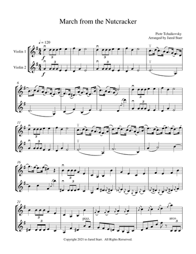 March from the Nutcracker for Violin Duet (arr. Jared Starr)