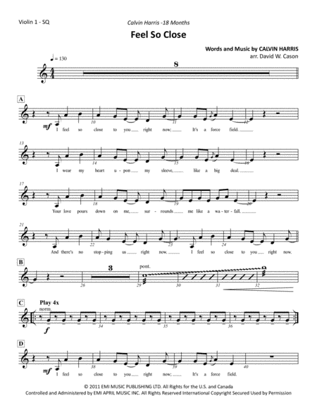 Feel So Close (arr. David W. Cason)