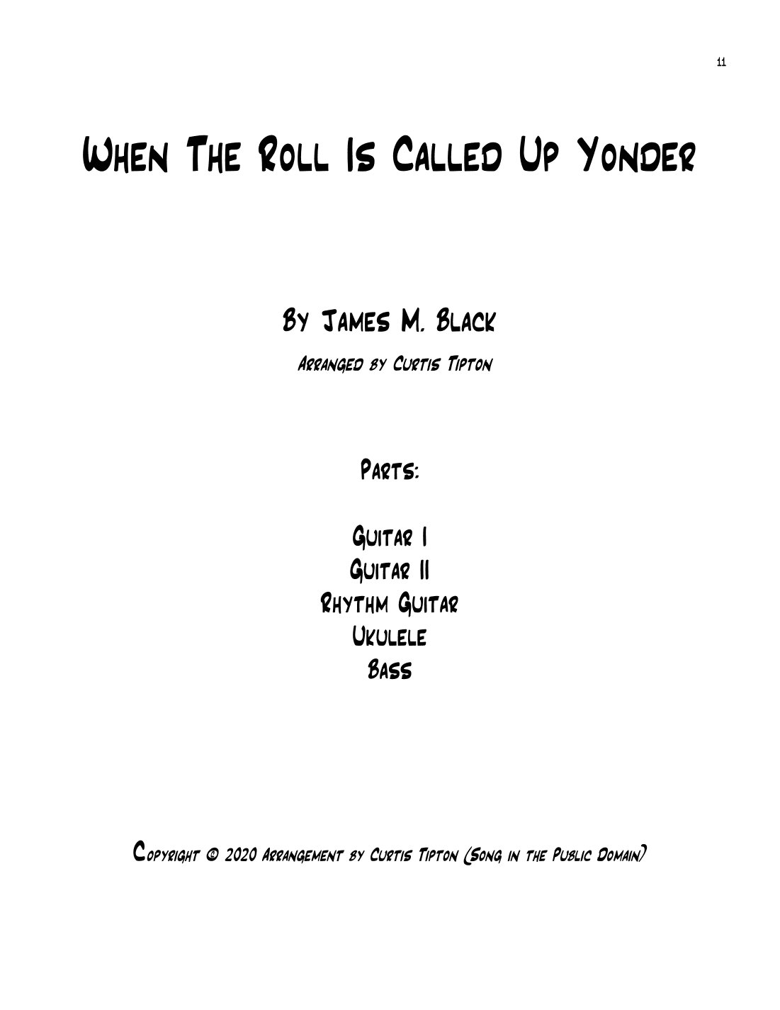 When The Roll Is Called Up Yonder (arr. Curtis Tipton)