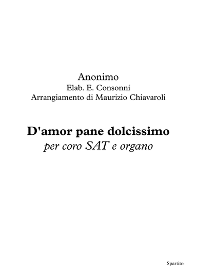 D'amor pane dolcissimo (arr. Maurizio Chiavaroli)