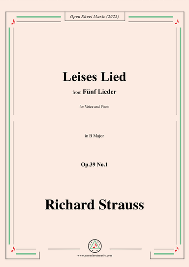 Richard Strauss-Leises Lied,in B Major (arr. OSM Press)