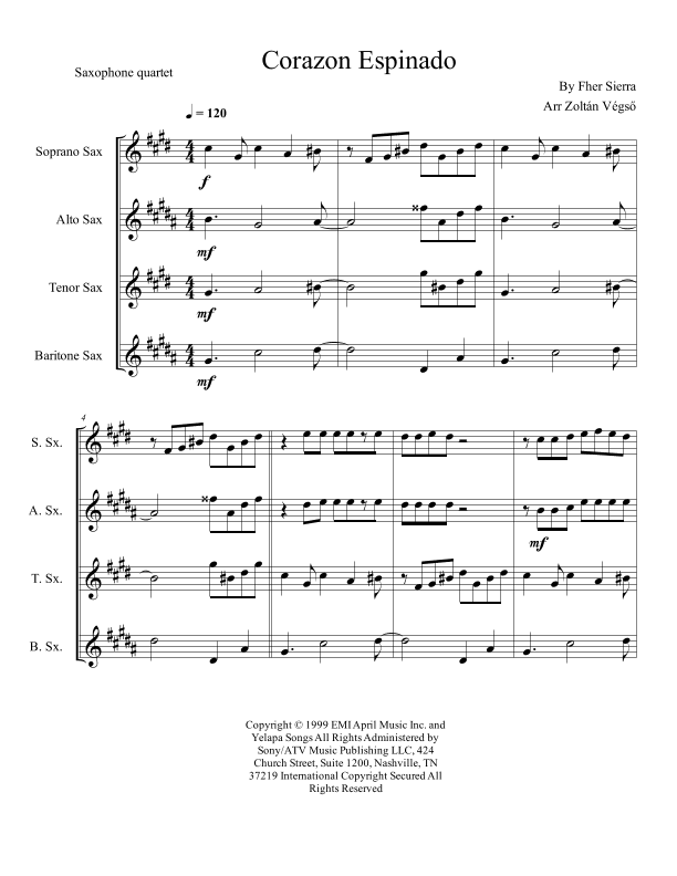 Corazon Espinado (arr. Zoltan Vegso)