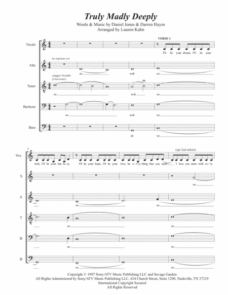 Truly, Madly, Deeply (arr. Lauren Kahn)