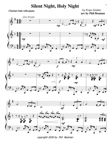 Silent Night, Holy Night-boogie-clarinet and piano (arr. Phil Beaman)