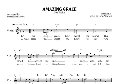 Amazing Grace (for Violin solo) (arr. Daniel Nakamura)