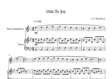 Ode To Joy - Ludwig Van Beethoven (Tenor Sax + Piano) (arr. Digital Book Music)