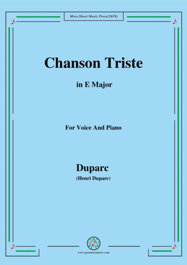 Duparc-Chanson Triste in E Major (arr. MSM)