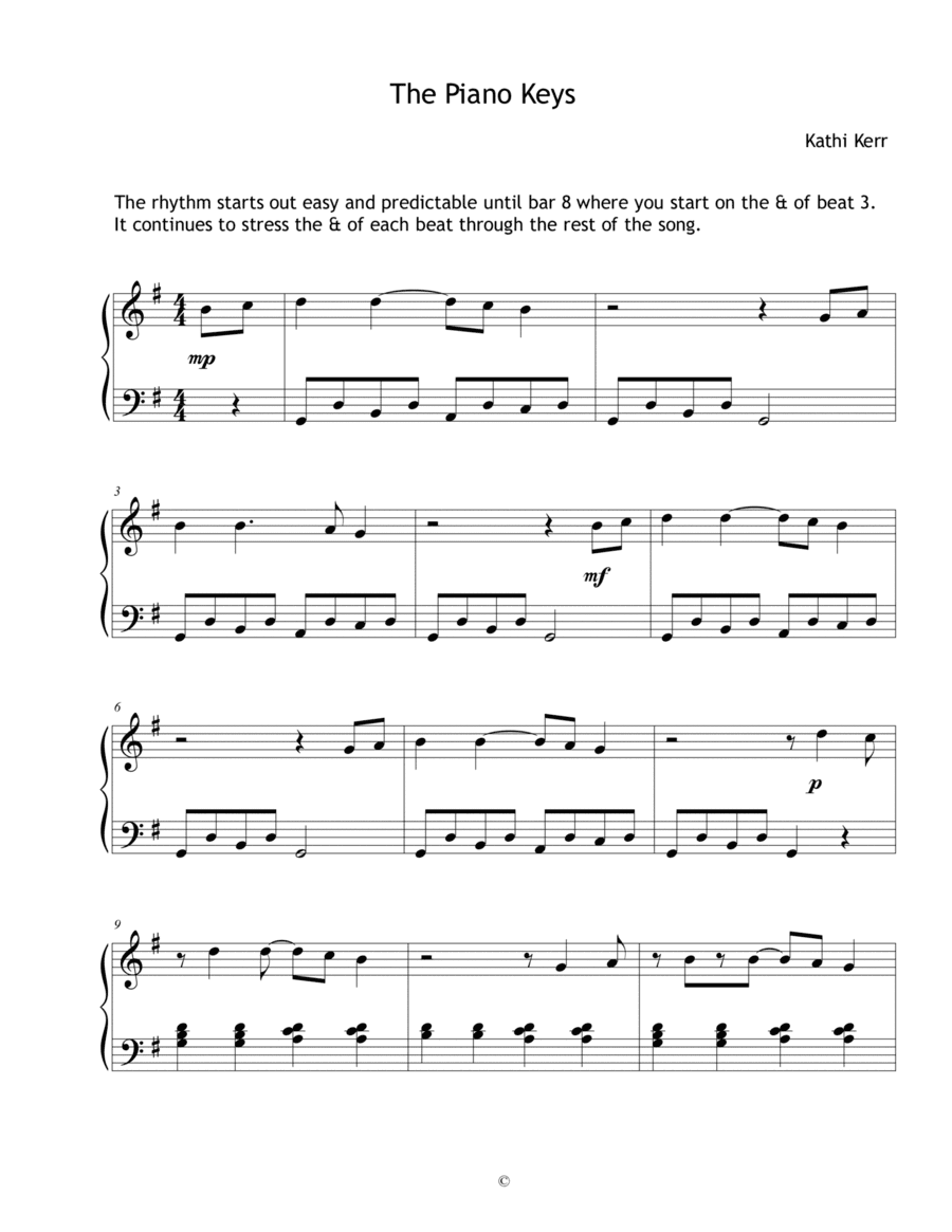 Piano solo late beginner - The Piano Keys