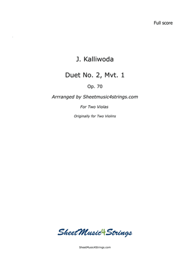 Kalliwoda, J. - Duet No.2, Mvt. 1, Op. 70 for Two Violas (arr. Linda Scott)