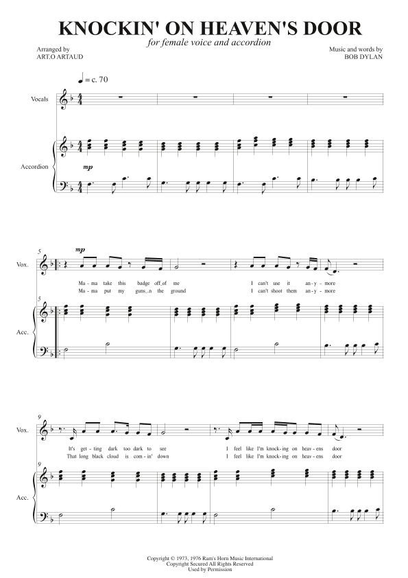 Knockin' On Heaven's Door (arr. Art.o Artaud)