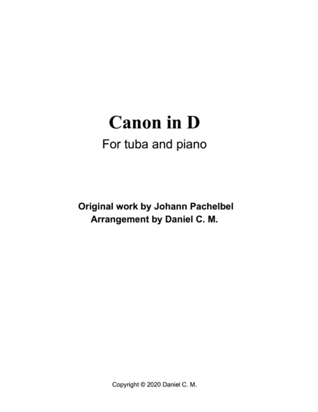 Canon in D for tuba and piano (easy) (arr. Daniel C. M.)