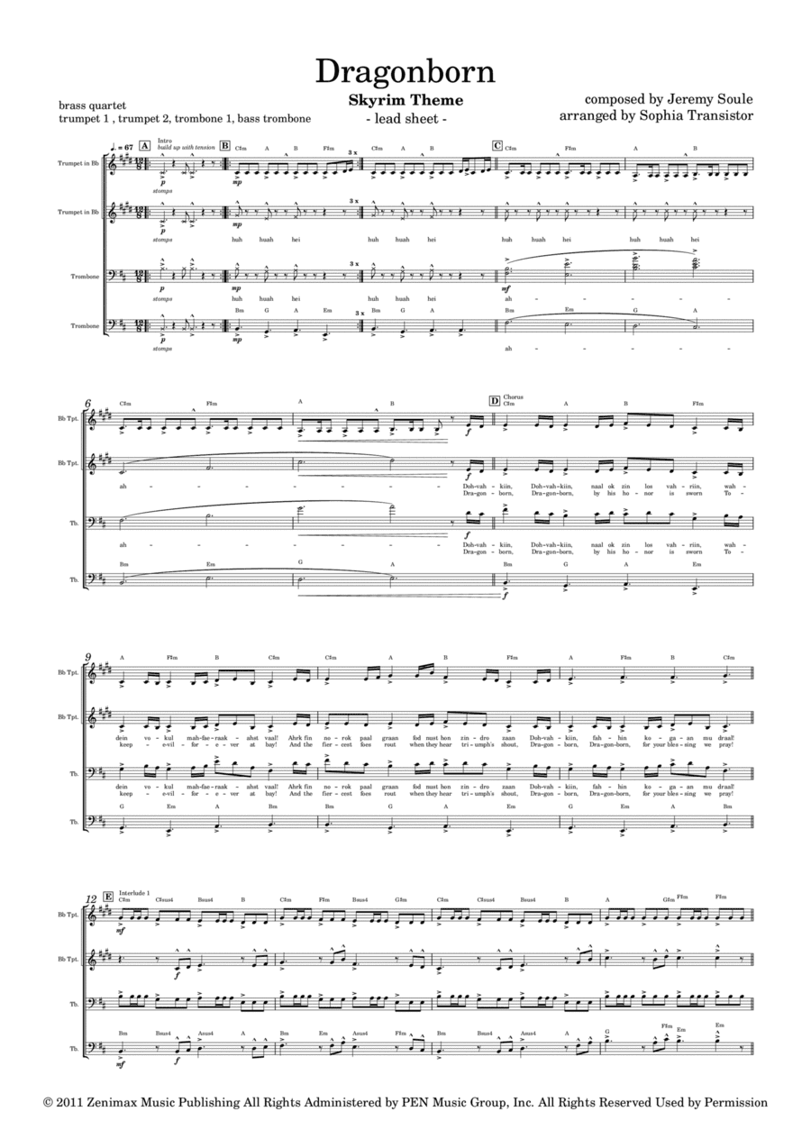 Dragonborn (skyrim Theme) (arr. Sophia Transistor)