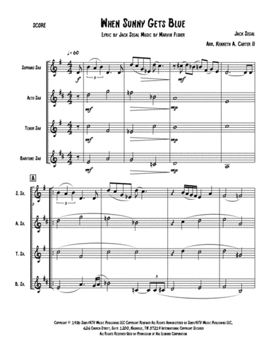 When Sunny Gets Blue (arr. Kenneth A. Carter II)