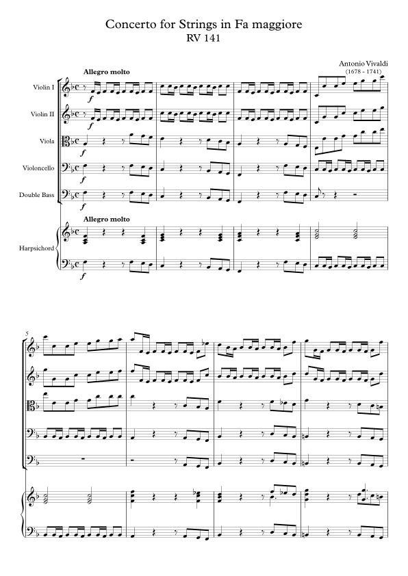 Concerto for Strings in Fa maggiore RV 141