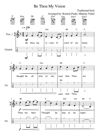 Be Thou My Vision Intermediate Ukulele Tabs/Fingerpicking (arr. Kaniela Puahi, Malama Vidad)
