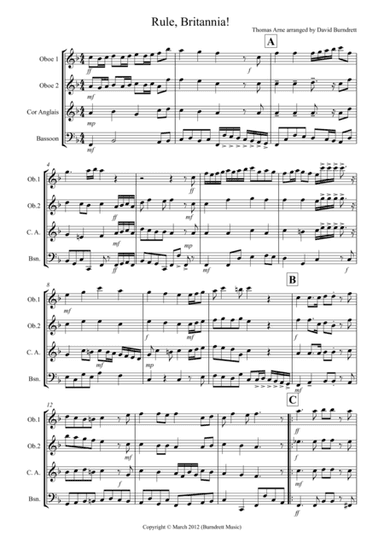 Rule, Britannia! for Double Reed Quartet (arr. David Burndrett)