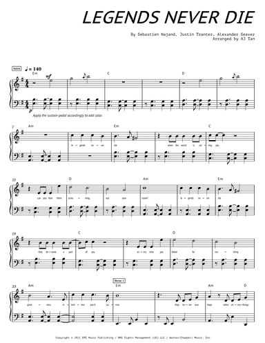 Legends Never Die (arr. AJ Tan)