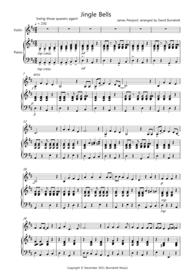 Jingle Bells (Jazzy Style!) for Violin and Piano (arr. David Burndrett)