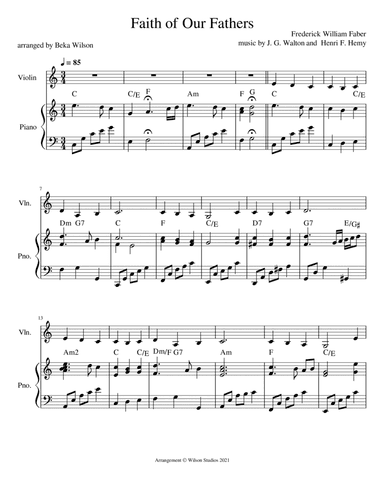 Faith of Our Fathers--violin solo (arr. Beka Wilson)