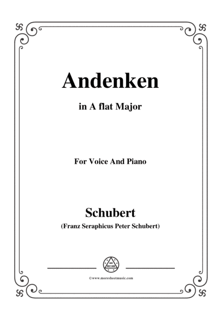 Schubert-Andenken,in A flat Major,for Voice&Piano (arr. MSM)