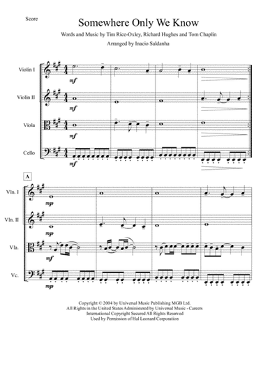 Somewhere Only We Know (arr. Inacio Saldanha)
