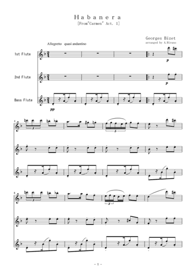 Habanera from "Carmen" for flute trio (arr. Akemi Hirano)