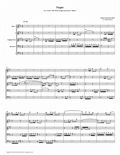 Fugue 01 from Well-Tempered Clavier, Book 2 (Double Reed Quintet) (arr. Richard Byrnes)