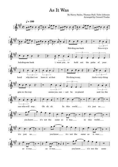 As It Was (arr. Caracol Tracks)