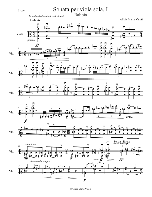 Sonata per viola sola, I: Rabbia