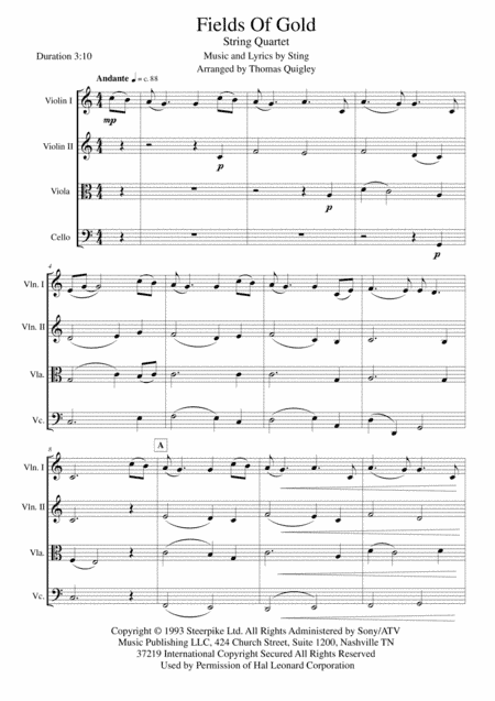 Fields Of Gold (arr. Thomas Quigley)