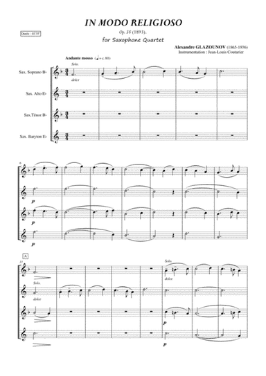 IN MODO RELIGIOSO for Saxophone Quartet (arr. Jean-Louis Couturier)