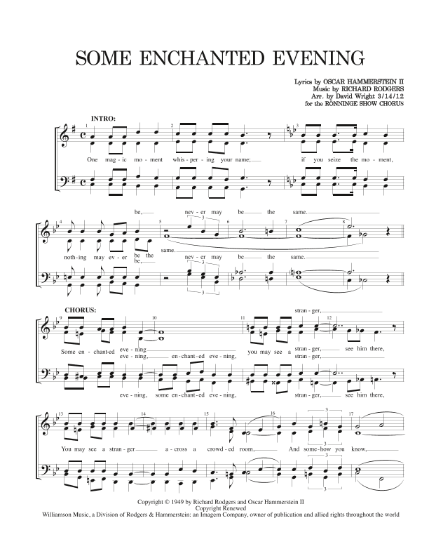 Some Enchanted Evening (arr. David Wright)