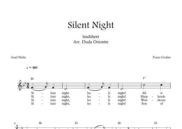 Silent Night (Bb major - leadsheet - with lyrics) (arr. Duda Oriontte)