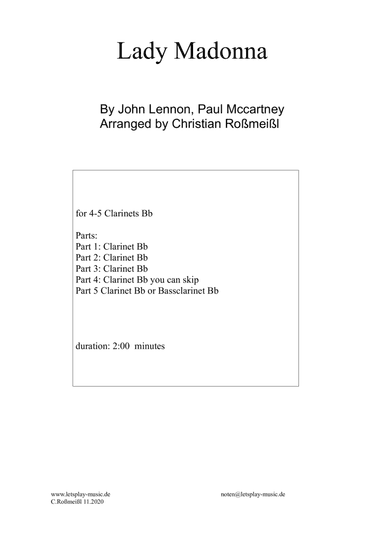 Lady Madonna (arr. Christian Roßmeißl)