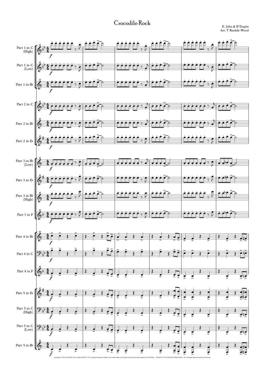 Crocodile Rock (arr. Tom Rundle-Wood)