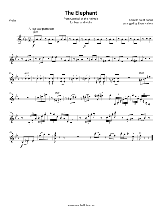 Saint-Saëns - The Elephant, for violin and bass (arr. Evan Halloin)