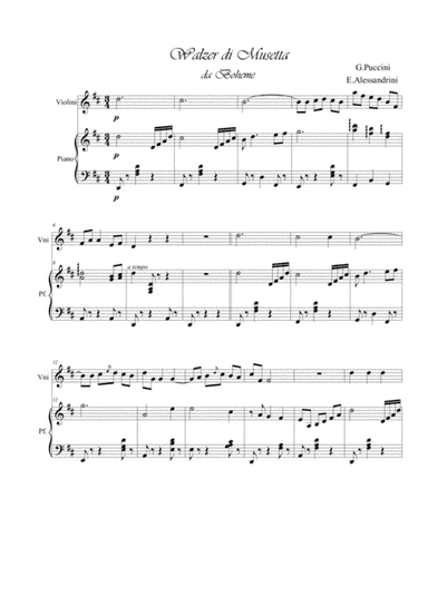 Walzer di Musetta. Violin and piano (arr. Ester Alessandrini)