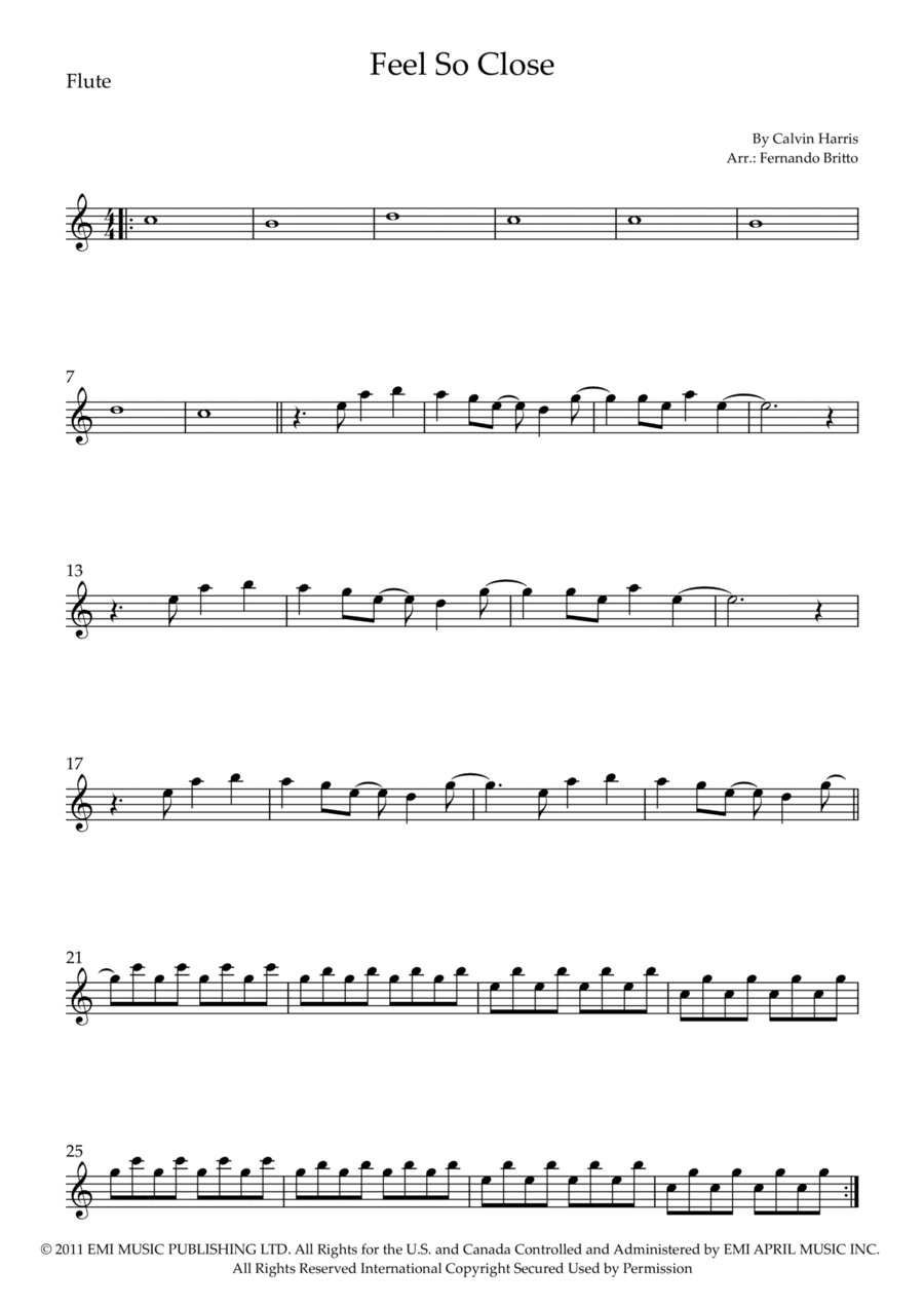 Feel So Close (arr. Fernando Britto)