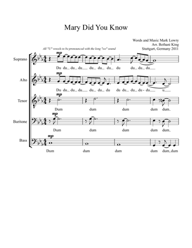 Mary, Did You Know? (arr. Bethani King)