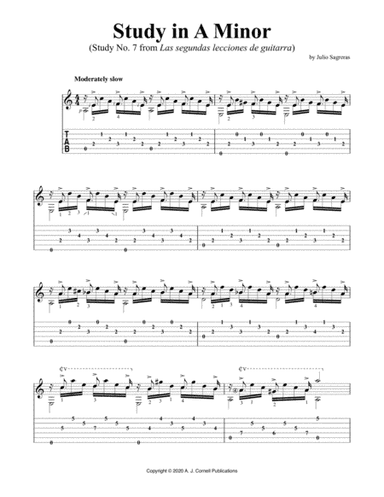 Study in A Minor (Study No. 7 from Las segundas lecciones de guitarra) (arr. A. J. Cornell Publications)