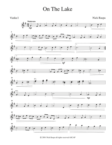 On The Lake (String Orchestra) Violin I part