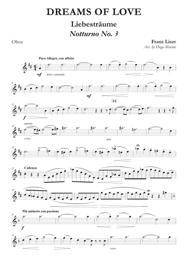 Dreams of Love No. 3 for Oboe and Piano (arr. Diego Marani)