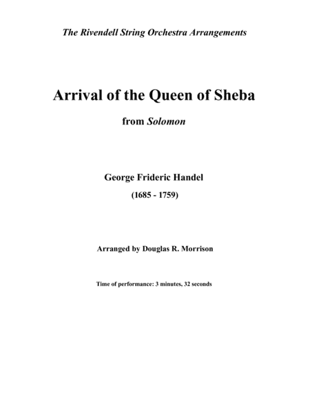 Arrival of the Queen of Sheba from Solomon (arr. Douglas R. Morrison)