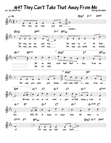They Can't Take That Away From Me (arr. John Fries)