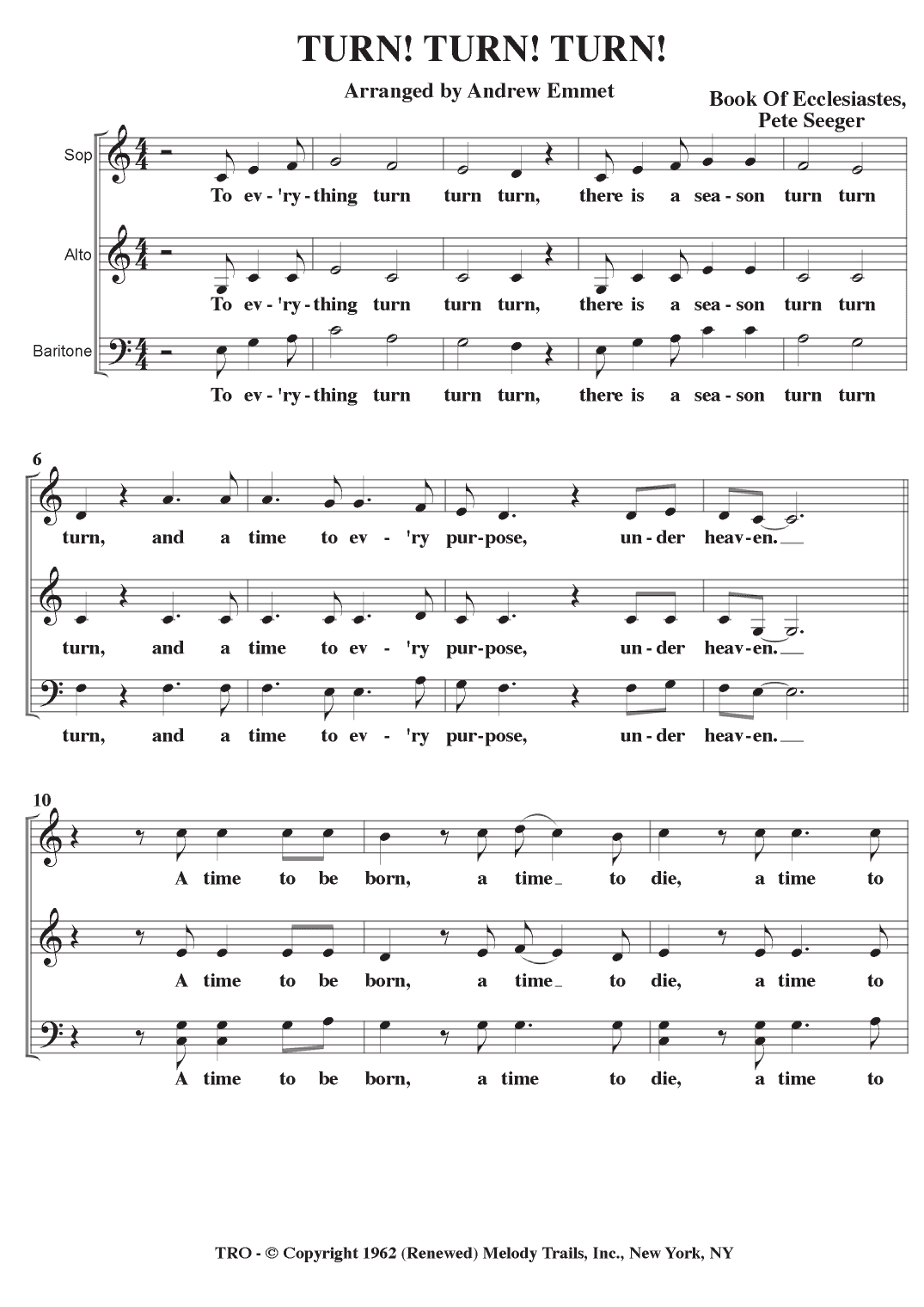 Turn! Turn! Turn! (to Everything There Is A Season) (arr. Andrew Emmet)