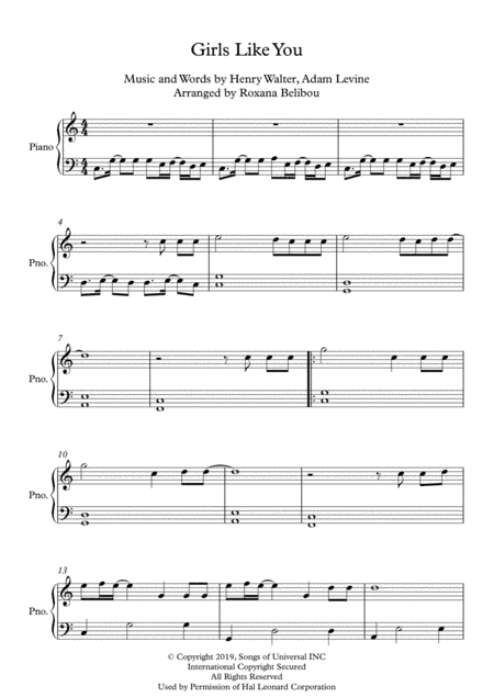 Girls Like You (arr. Roxana Belibou)