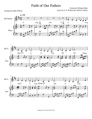 Faith of Our Fathers--clarinet solo (arr. Beka Wilson)