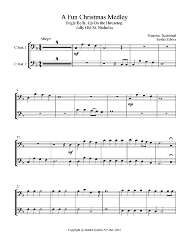 A Fun Christmas Medley (bass C instrument duet, parts only) (arr. Sandra Zylstra)