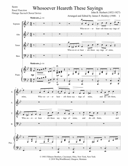 Whosoever Heareth These Sayings (arr. James F. Rickley)